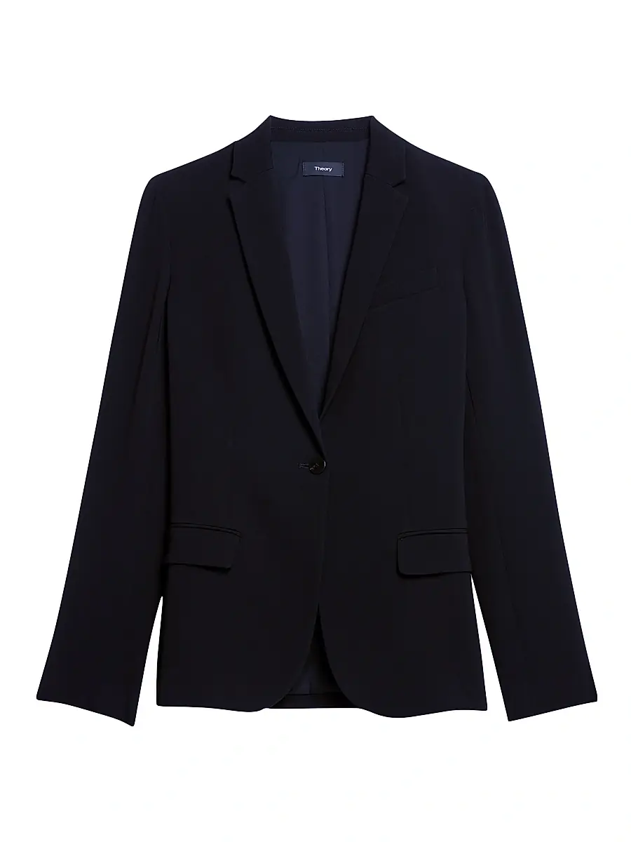 Theory Women's Staple Classic Crepe Single-Button Blazer | Image 1 Theory Women's Staple Classic Crepe Single-Button Blazer | Image 1