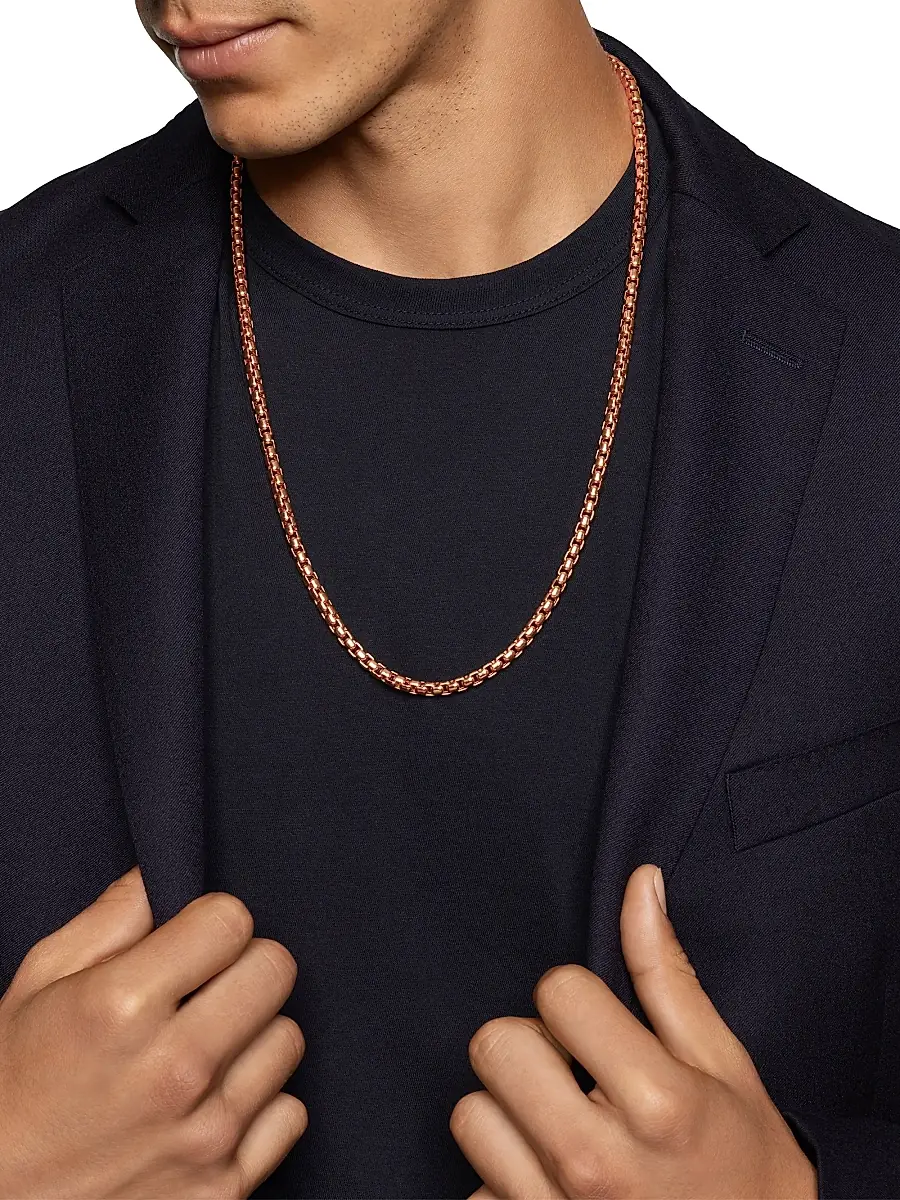 David Yurman Men's Box Chain Necklace In 18K Rose Gold, 5mm | Thumbnail 2