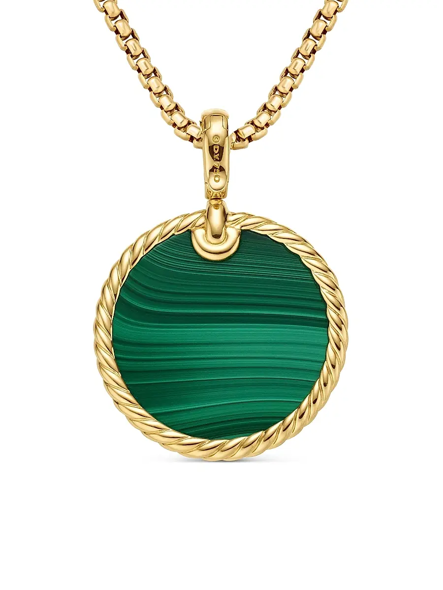 David Yurman Women's DY Elements Disc Pendant in 18K Yellow Gold - Malachite | Thumbnail 4 David Yurman Women's DY Elements Disc Pendant in 18K Yellow Gold - Malachite | Thumbnail 4