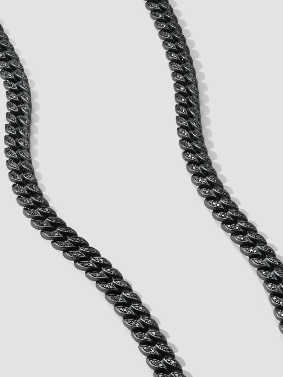 David Yurman Men's Curb Chain Necklace in Black Titanium - Black Diamond | Thumbnail 4