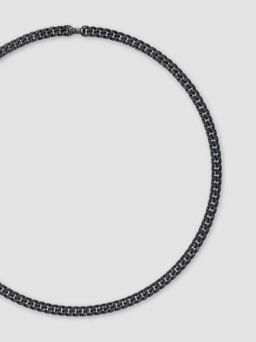 David Yurman Men's Curb Chain Necklace in Black Titanium - Black Diamond | Thumbnail 5