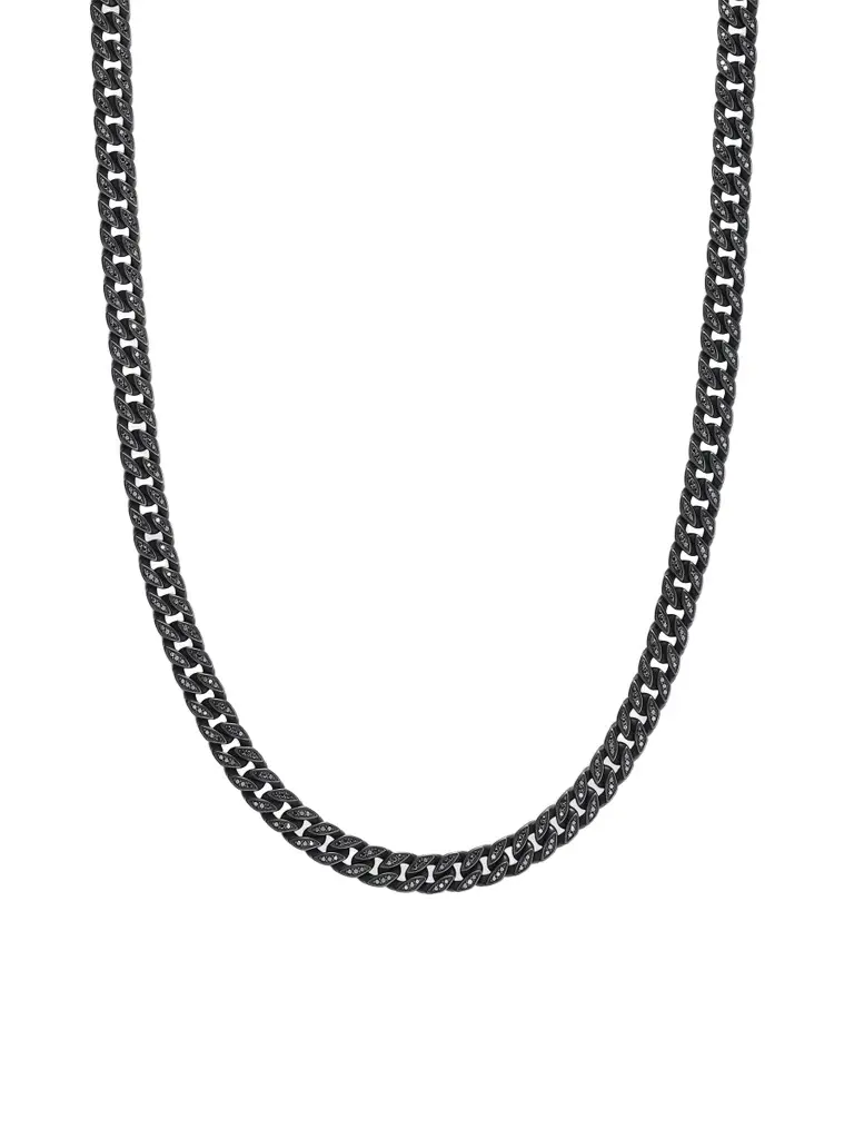 David Yurman Men's Curb Chain Necklace in Black Titanium - Black Diamond