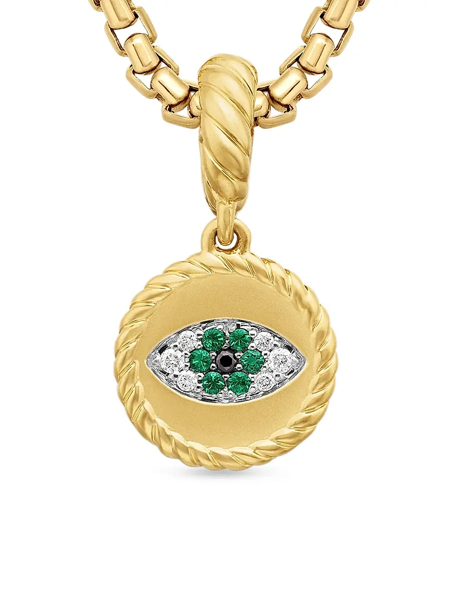 David Yurman Women's Evil Eye Amulet in 18K Yellow Gold - Emerald | Thumbnail 5