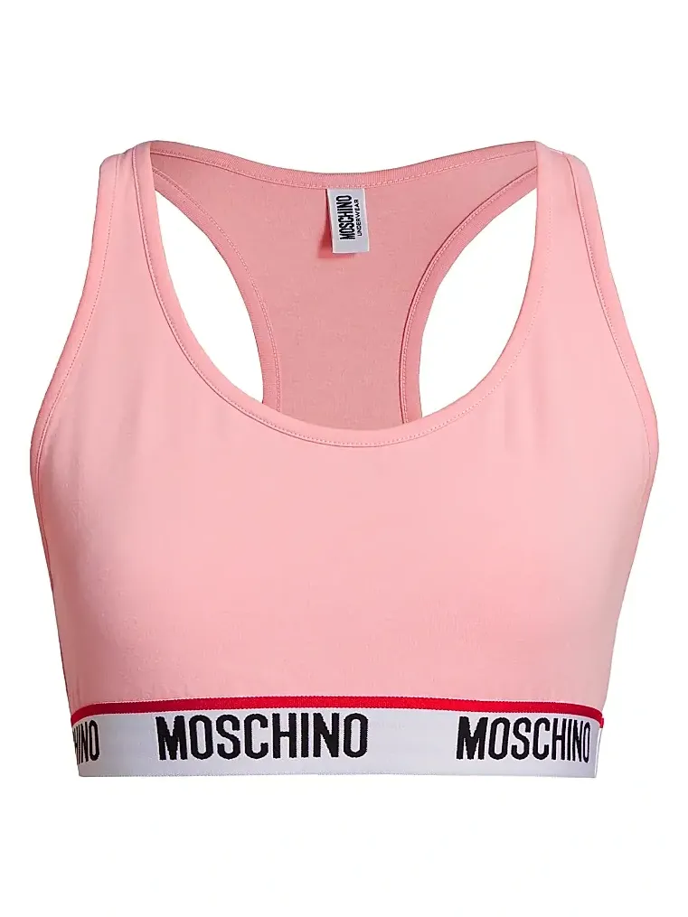 MOSCHINO Women's Core Logo-Hem Sports Bra