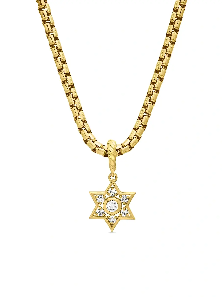 Women's Star Of David Pendant In 18K Yellow Gold With Diamonds - Diamond Women's Star Of David Pendant In 18K Yellow Gold With Diamonds - Diamond