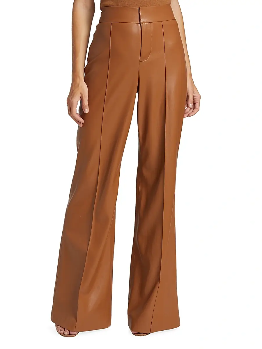 Alice + Olivia Women's Dylan Wide-Leg Faux Leather Pants | Thumbnail 3 Alice + Olivia Women's Dylan Wide-Leg Faux Leather Pants | Thumbnail 3