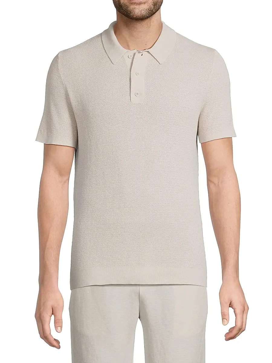 Onia Men's Textured Knit Polo Shirt | Thumbnail 3 Onia Men's Textured Knit Polo Shirt | Thumbnail 3