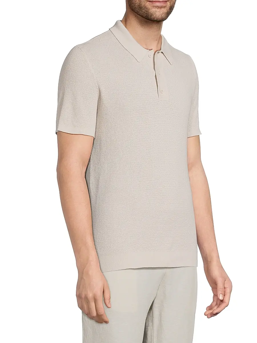 Onia Men's Textured Knit Polo Shirt | Thumbnail 4 Onia Men's Textured Knit Polo Shirt | Thumbnail 4