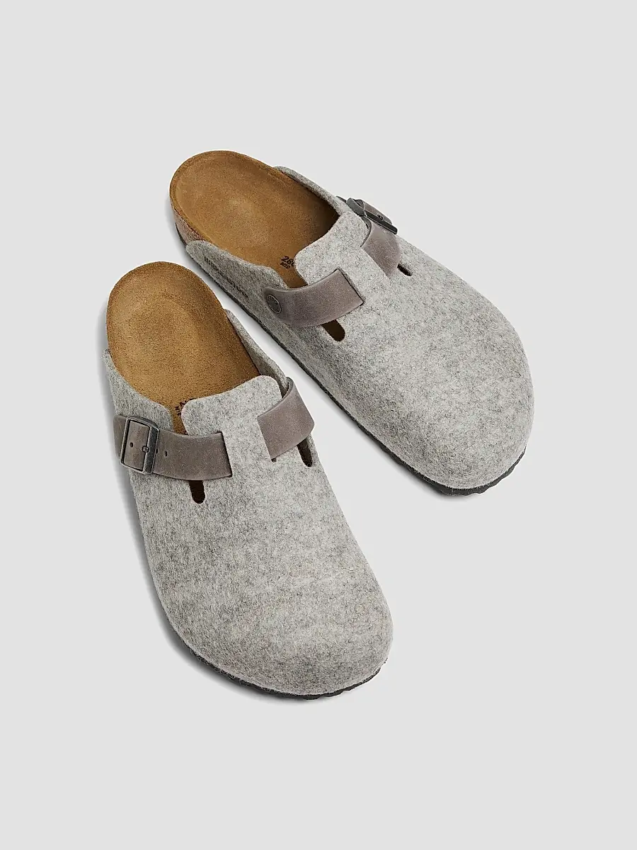 Birkenstock Unisex Unisex Boston Light Gray Wool Felt Clog Mules | Thumbnail 4 Birkenstock Unisex Unisex Boston Light Gray Wool Felt Clog Mules | Thumbnail 4