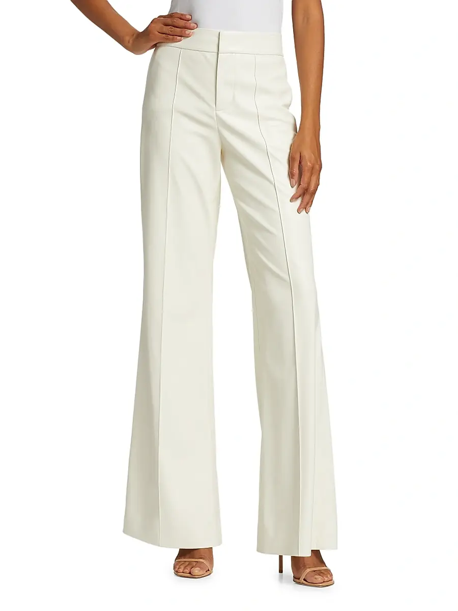 Alice + Olivia Women's Dylan Faux Leather Flare Trousers | Thumbnail 3 Alice + Olivia Women's Dylan Faux Leather Flare Trousers | Thumbnail 3