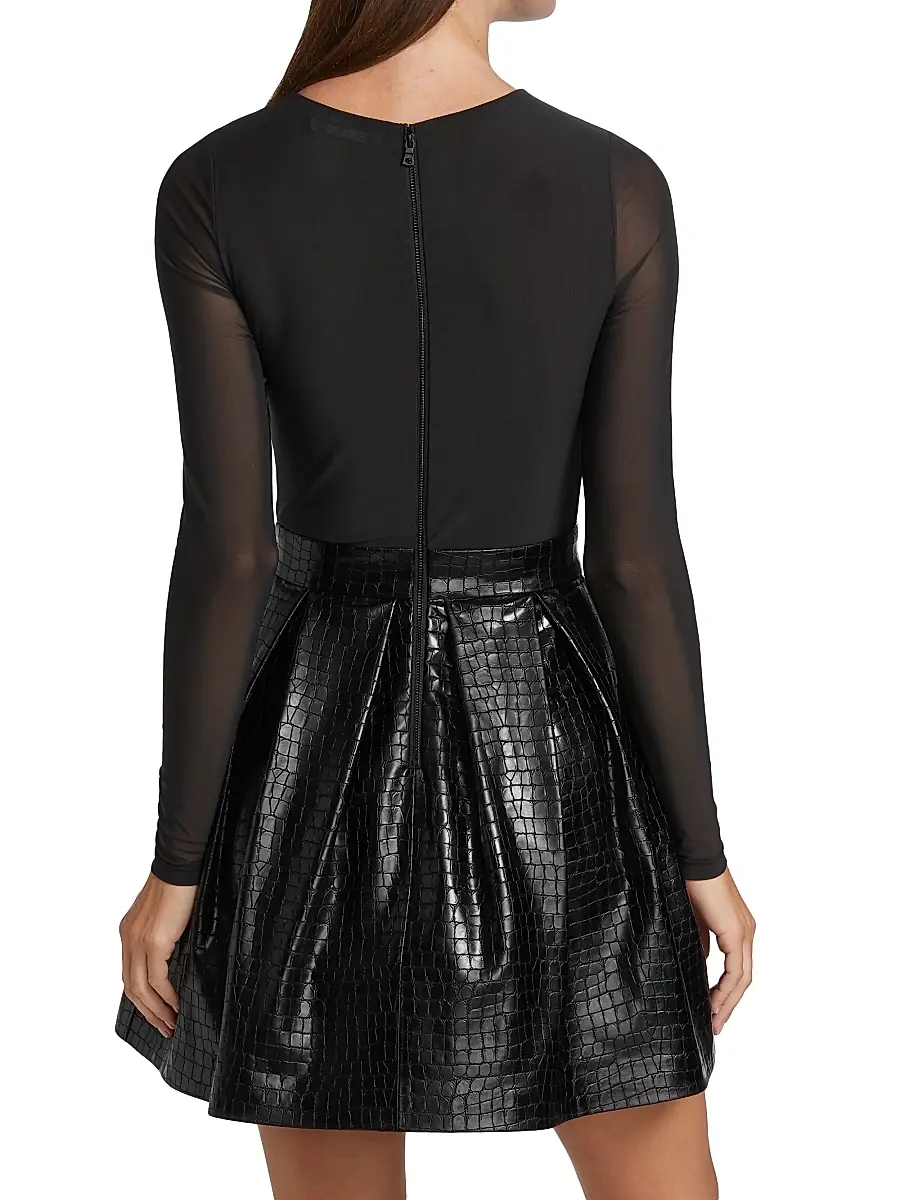 Alice + Olivia Women's Chara Faux Leather Party Dress | Thumbnail 5 Alice + Olivia Women's Chara Faux Leather Party Dress | Thumbnail 5