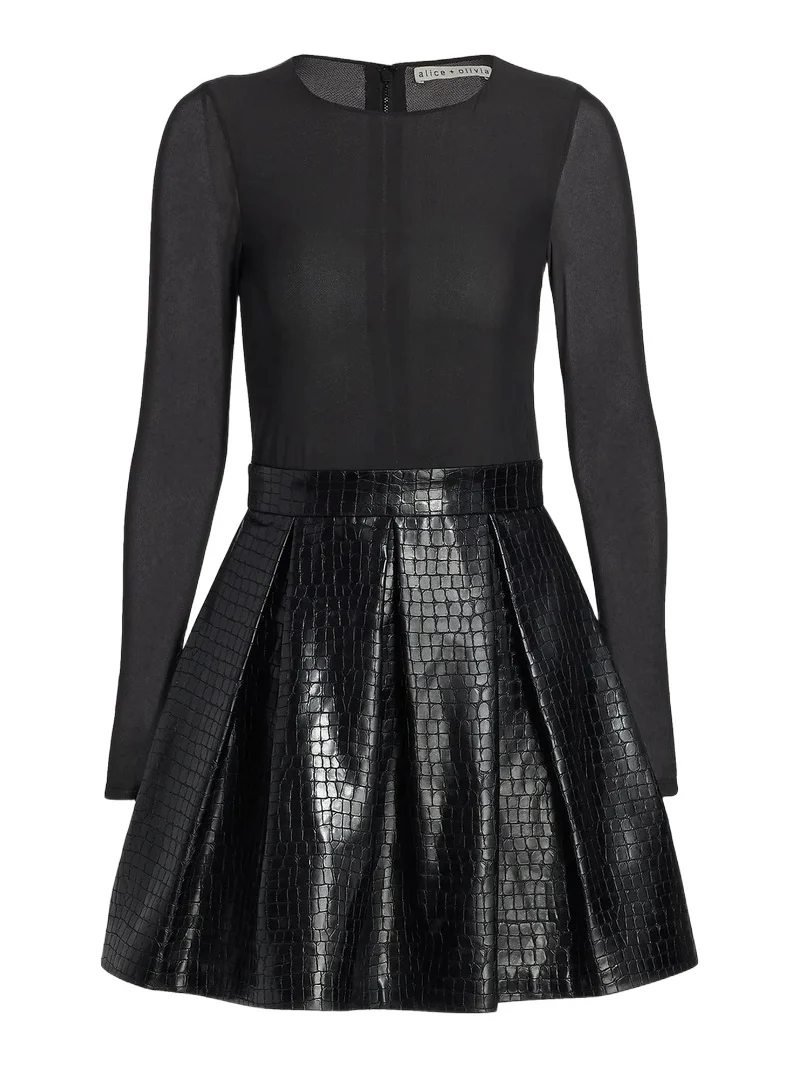 Alice + Olivia Women's Chara Faux Leather Party Dress