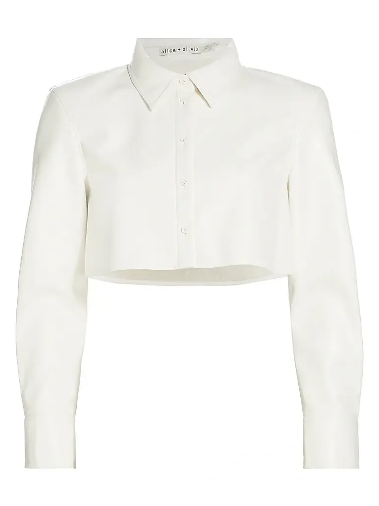Alice + Olivia Women's Leon Faux Leather Crop Shirt