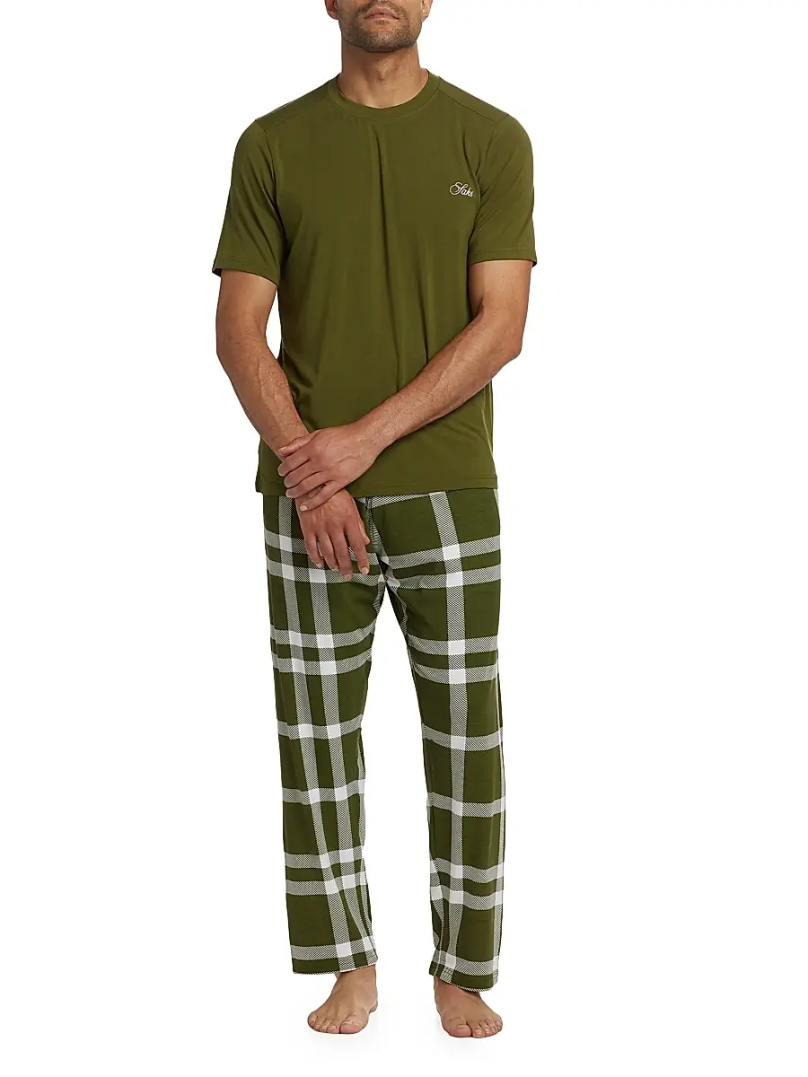 Saks Fifth Avenue Men's COLLECTION Winter Plaid 2-Piece Sleep Set | Thumbnail 2