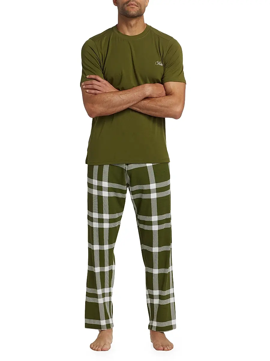 Saks Fifth Avenue Men's COLLECTION Winter Plaid 2-Piece Sleep Set | Thumbnail 3