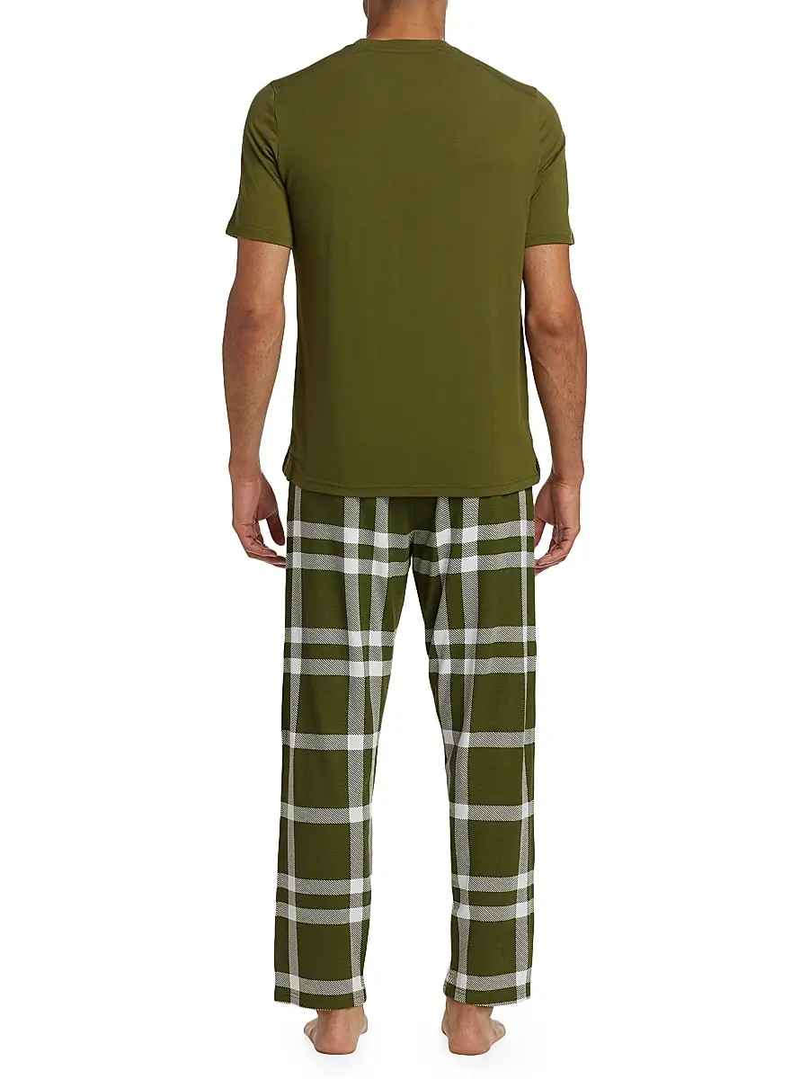 Saks Fifth Avenue Men's COLLECTION Winter Plaid 2-Piece Sleep Set | Thumbnail 5