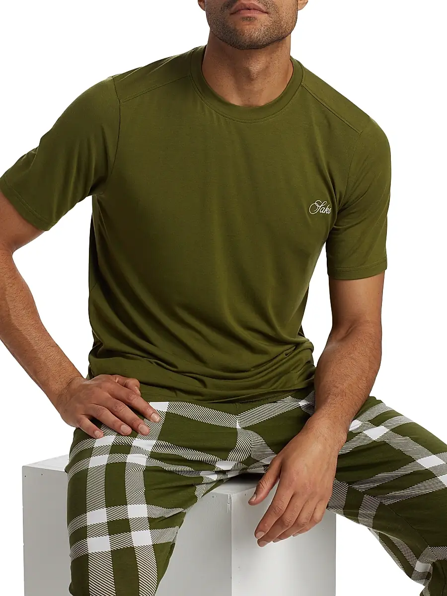 Saks Fifth Avenue Men's COLLECTION Winter Plaid 2-Piece Sleep Set | Thumbnail 6