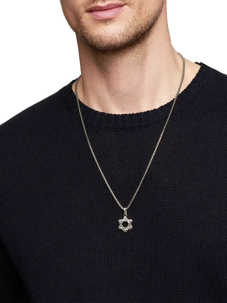 David Yurman Men's Deco Star of David Pendant in Sterling Silver, 24mm - Silver | Thumbnail 2 David Yurman Men's Deco Star of David Pendant in Sterling Silver, 24mm - Silver | Thumbnail 2