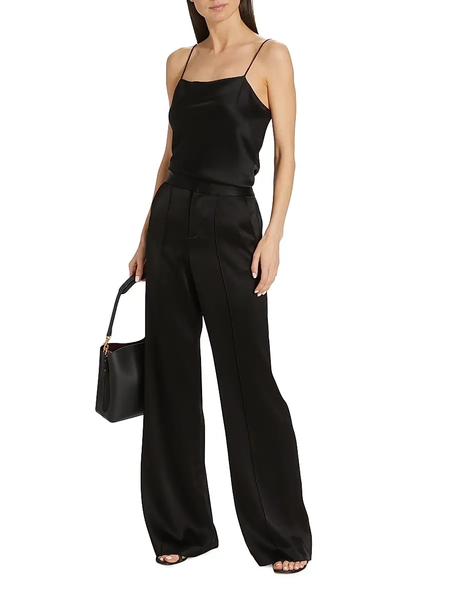 Alice + Olivia Women's Dylan Silk High-Waisted Wide-Leg Pants | Thumbnail 2 Alice + Olivia Women's Dylan Silk High-Waisted Wide-Leg Pants | Thumbnail 2