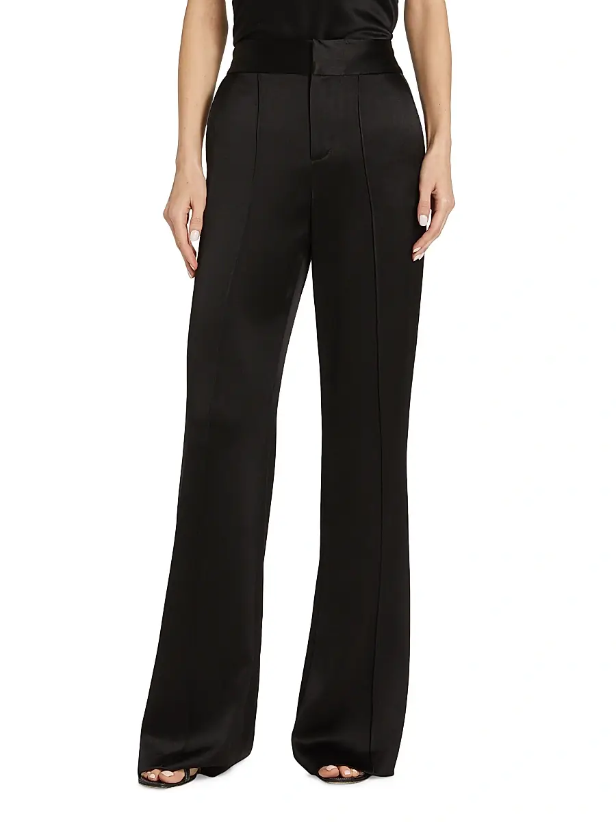 Alice + Olivia Women's Dylan Silk High-Waisted Wide-Leg Pants | Thumbnail 3 Alice + Olivia Women's Dylan Silk High-Waisted Wide-Leg Pants | Thumbnail 3