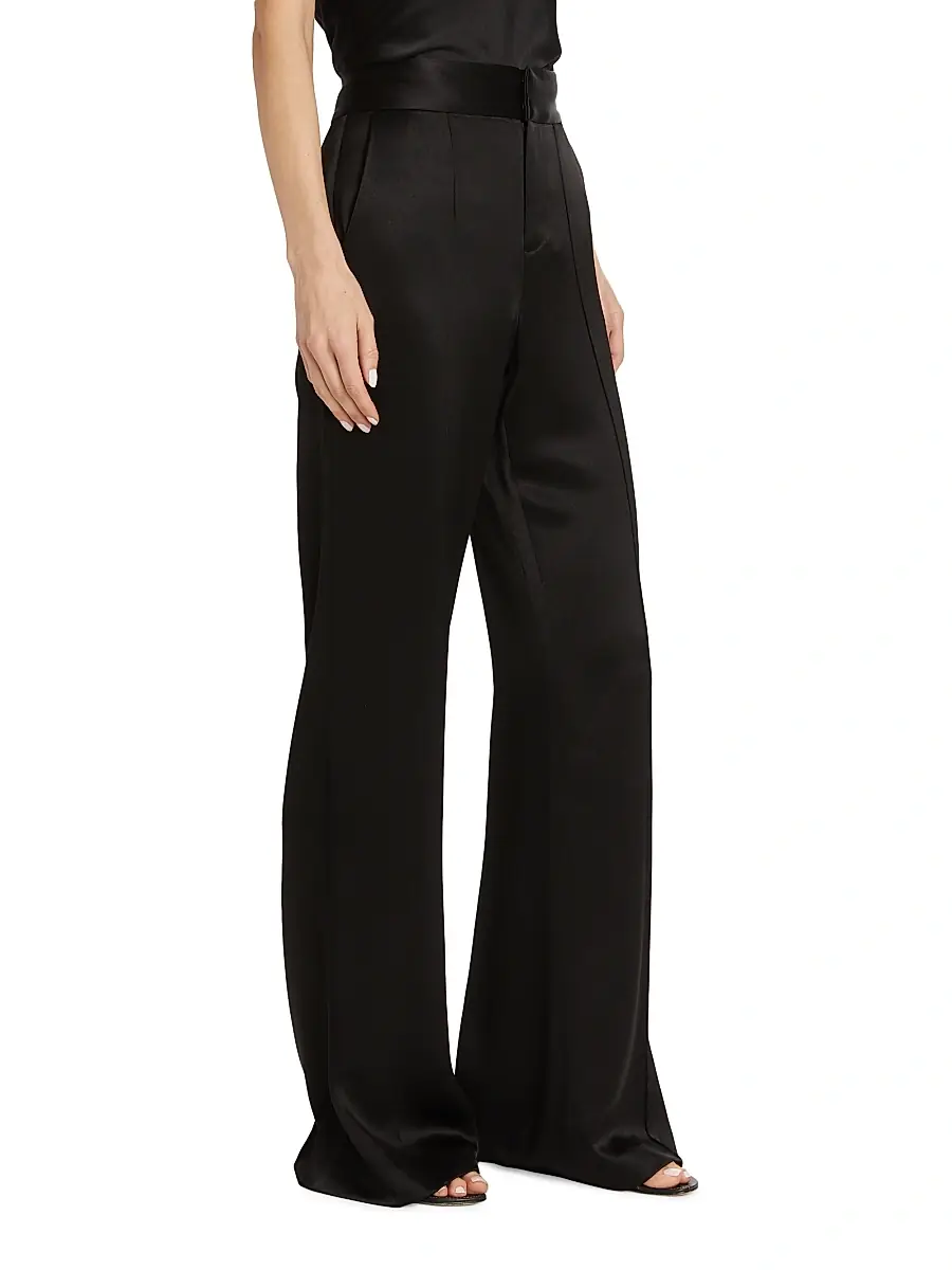 Alice + Olivia Women's Dylan Silk High-Waisted Wide-Leg Pants | Thumbnail 4 Alice + Olivia Women's Dylan Silk High-Waisted Wide-Leg Pants | Thumbnail 4