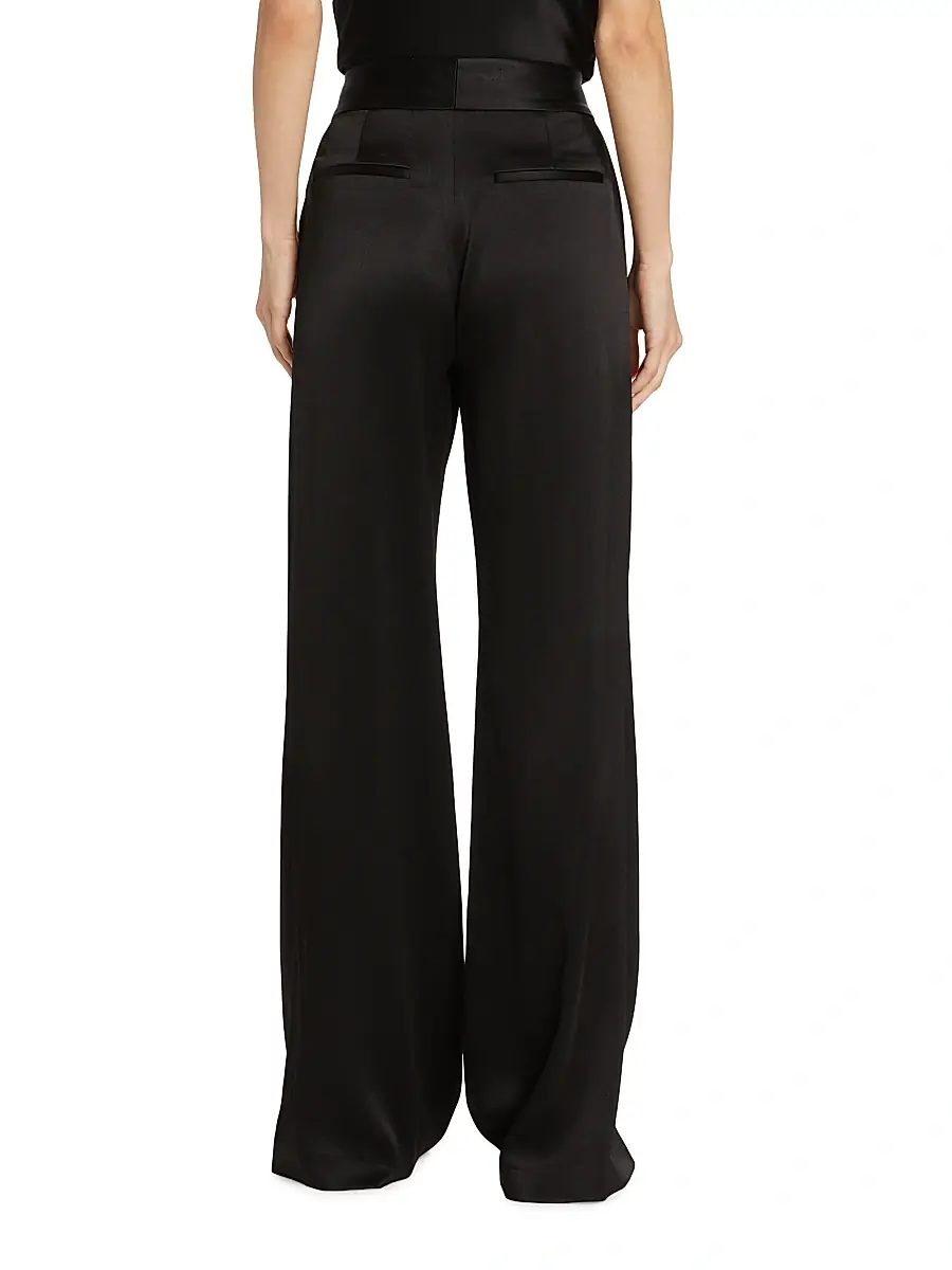 Alice + Olivia Women's Dylan Silk High-Waisted Wide-Leg Pants | Thumbnail 5 Alice + Olivia Women's Dylan Silk High-Waisted Wide-Leg Pants | Thumbnail 5