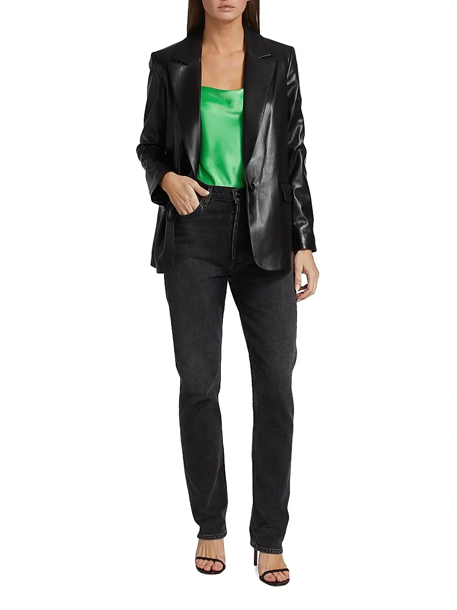 Alice + Olivia Women's Denny Faux Leather Blazer | Thumbnail 2 Alice + Olivia Women's Denny Faux Leather Blazer | Thumbnail 2