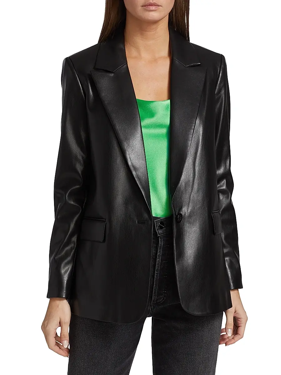 Alice + Olivia Women's Denny Faux Leather Blazer | Thumbnail 3 Alice + Olivia Women's Denny Faux Leather Blazer | Thumbnail 3