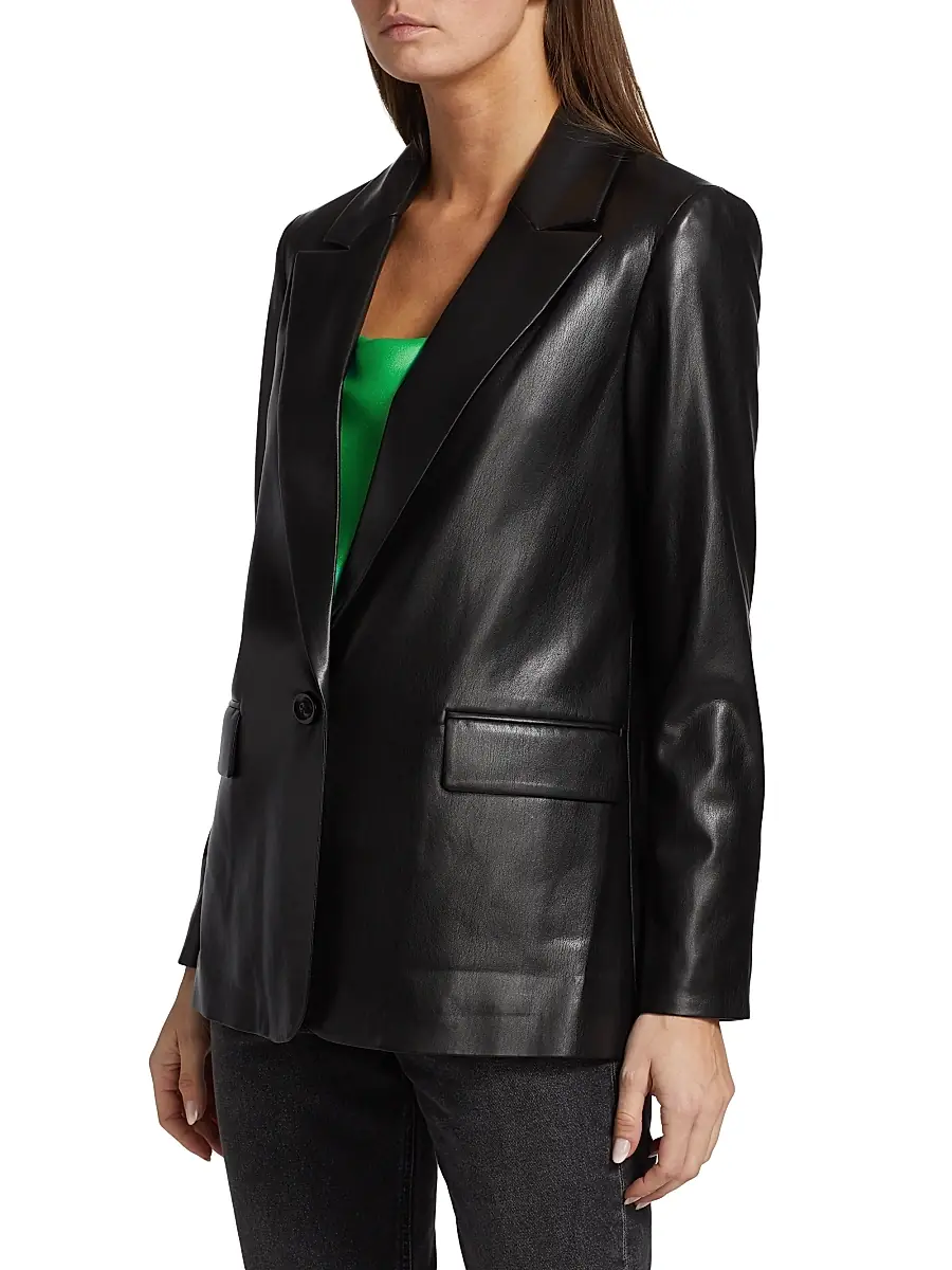 Alice + Olivia Women's Denny Faux Leather Blazer | Thumbnail 4 Alice + Olivia Women's Denny Faux Leather Blazer | Thumbnail 4