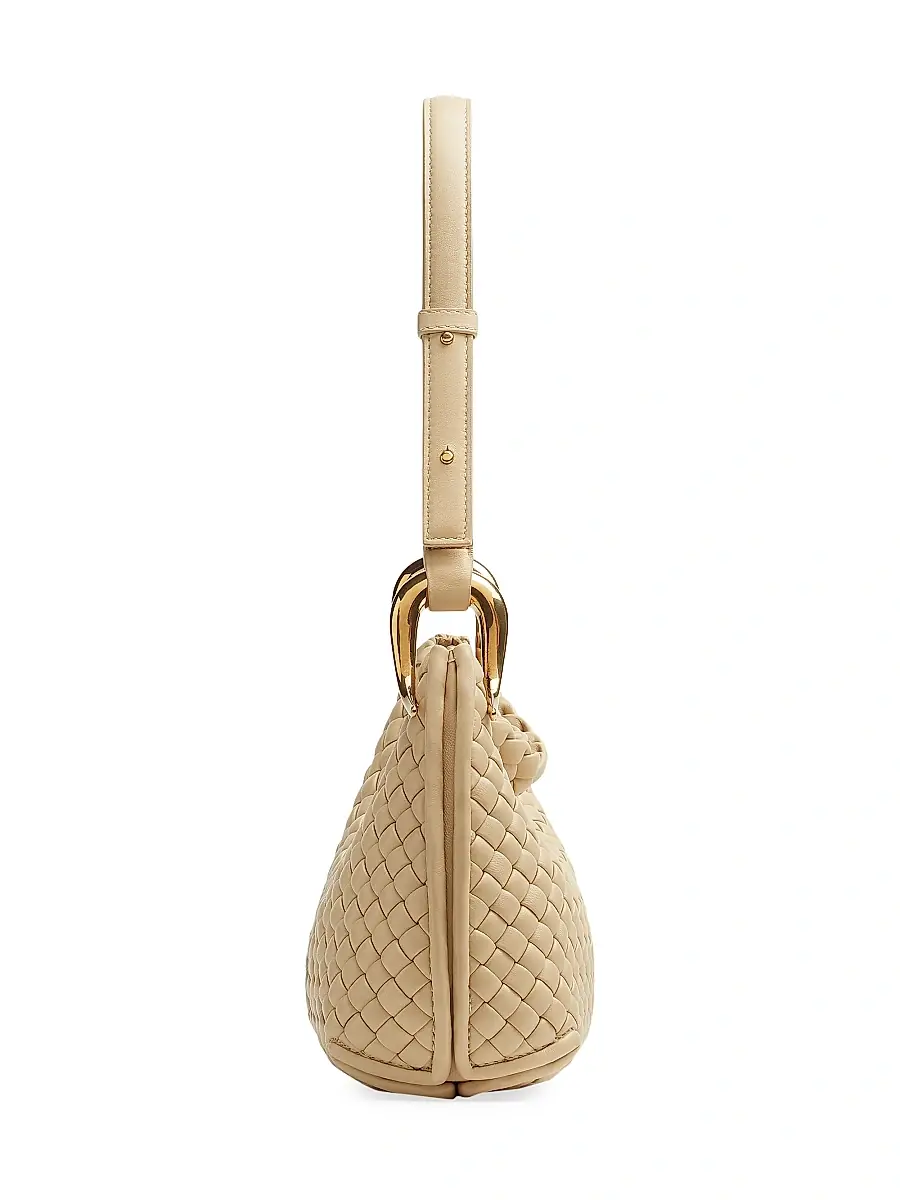 Bottega Veneta Women's Padded Intreccio Leather Shoulder Bag - Porridge Gold | Thumbnail 3 Bottega Veneta Women's Padded Intreccio Leather Shoulder Bag - Porridge Gold | Thumbnail 3