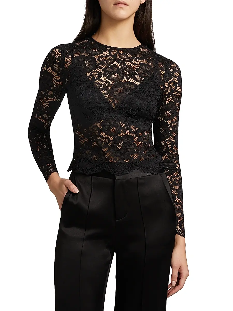 Alice + Olivia Women's Delaina Lace Top | Thumbnail 3 Alice + Olivia Women's Delaina Lace Top | Thumbnail 3