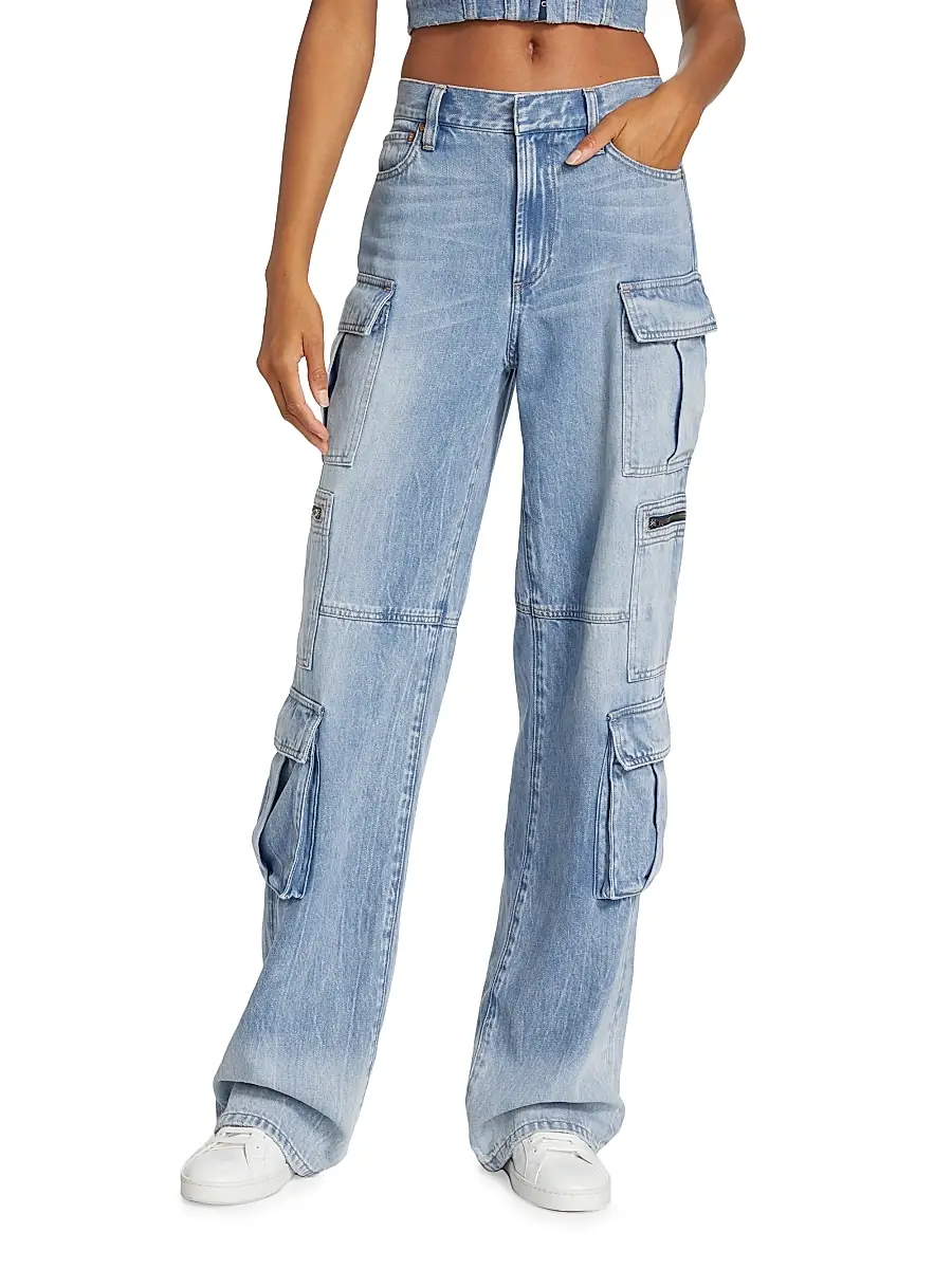 Alice + Olivia Women's Cay Baggy Denim Cargo Pants | Thumbnail 3 Alice + Olivia Women's Cay Baggy Denim Cargo Pants | Thumbnail 3