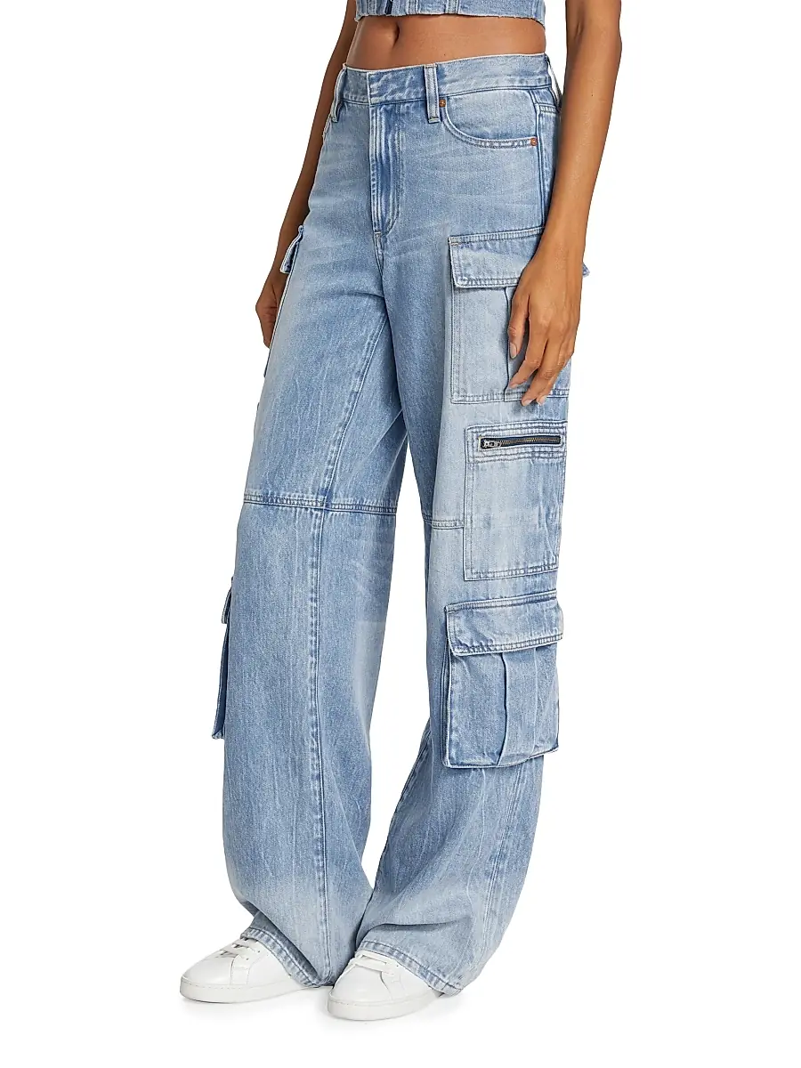 Alice + Olivia Women's Cay Baggy Denim Cargo Pants | Thumbnail 4 Alice + Olivia Women's Cay Baggy Denim Cargo Pants | Thumbnail 4