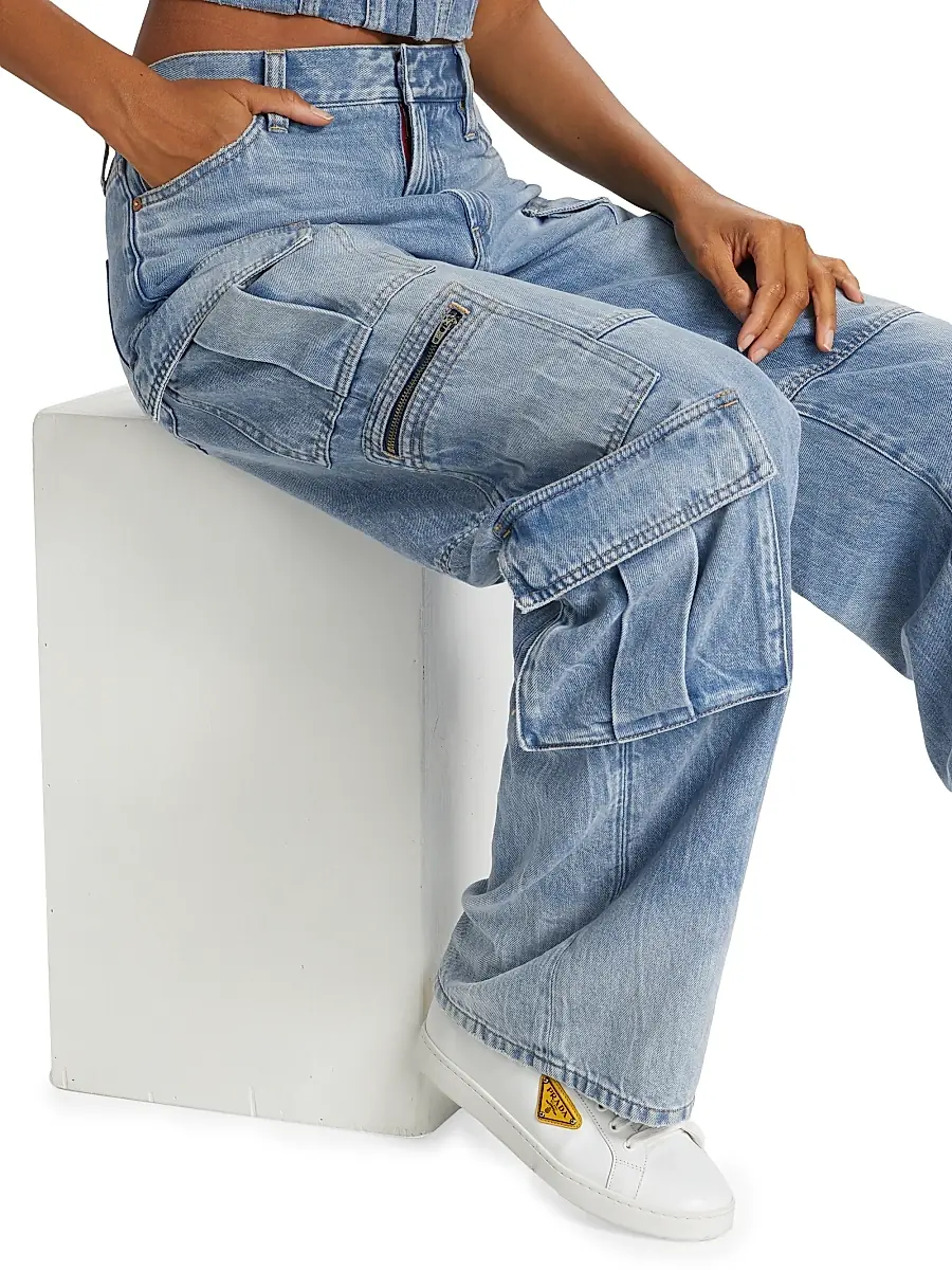 Alice + Olivia Women's Cay Baggy Denim Cargo Pants | Thumbnail 6 Alice + Olivia Women's Cay Baggy Denim Cargo Pants | Thumbnail 6