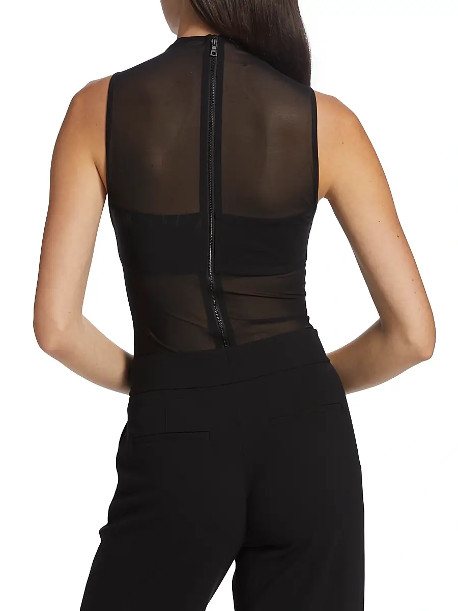 Alice + Olivia Women's Nichol Mesh Mock Turtleneck Bodysuit | Thumbnail 5 Alice + Olivia Women's Nichol Mesh Mock Turtleneck Bodysuit | Thumbnail 5