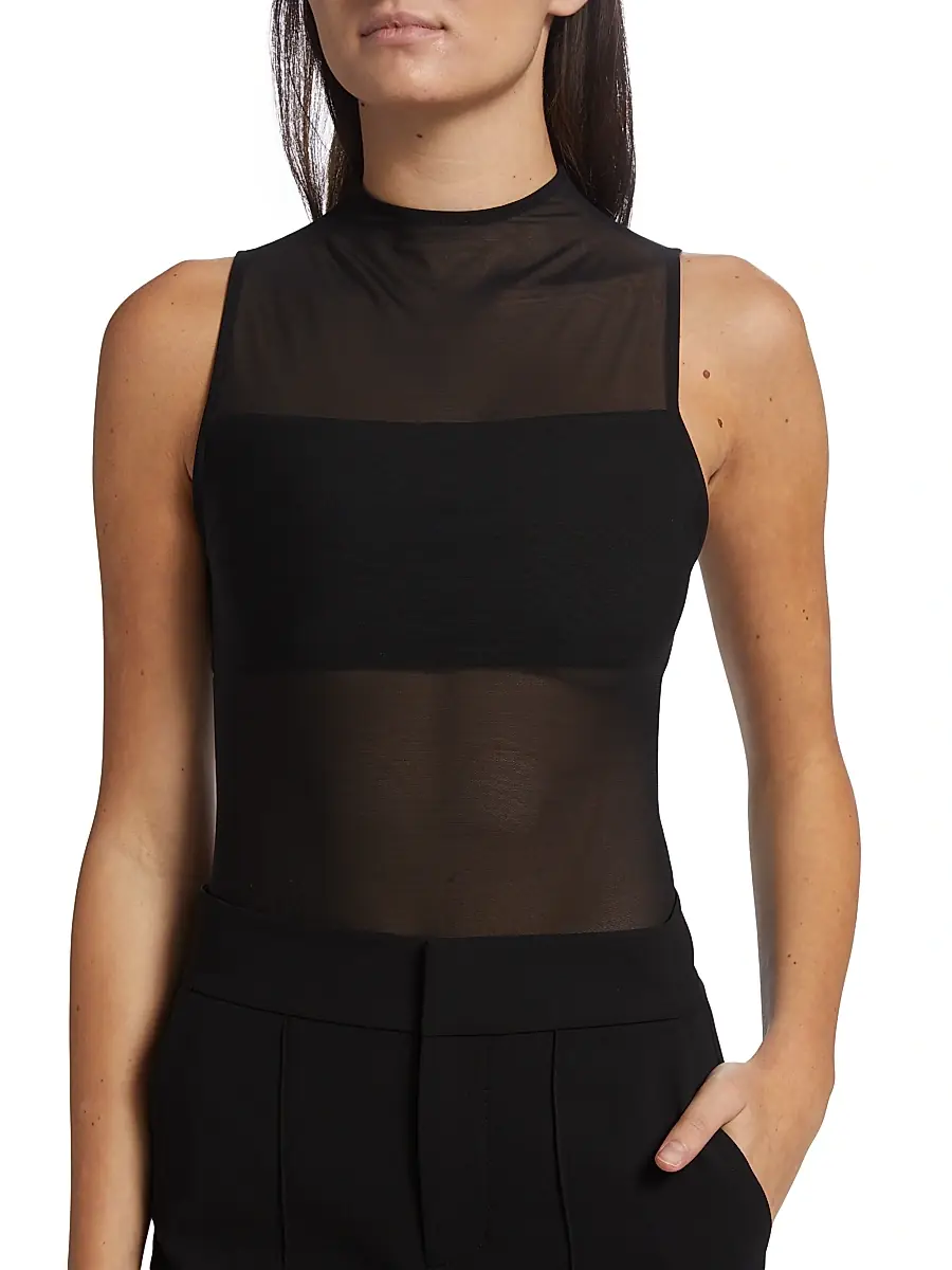 Alice + Olivia Women's Nichol Mesh Mock Turtleneck Bodysuit | Thumbnail 7 Alice + Olivia Women's Nichol Mesh Mock Turtleneck Bodysuit | Thumbnail 7