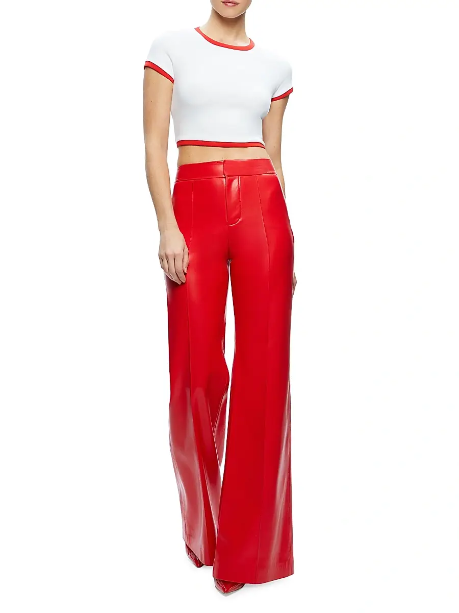 Alice + Olivia Women's Dylan Faux Leather High-Rise Pants | Thumbnail 2