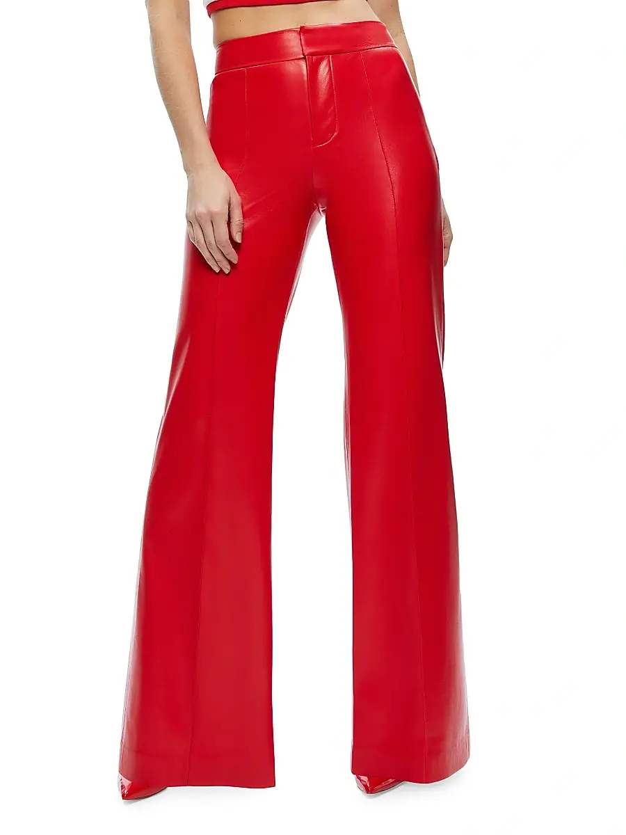Alice + Olivia Women's Dylan Faux Leather High-Rise Pants | Thumbnail 3