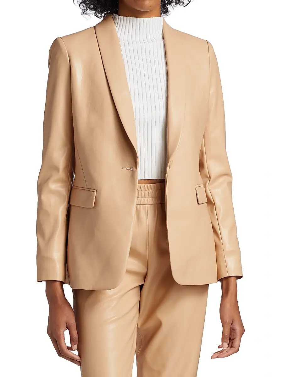 Alice + Olivia Women's Macey Faux Leather Blazer | Thumbnail 3 Alice + Olivia Women's Macey Faux Leather Blazer | Thumbnail 3