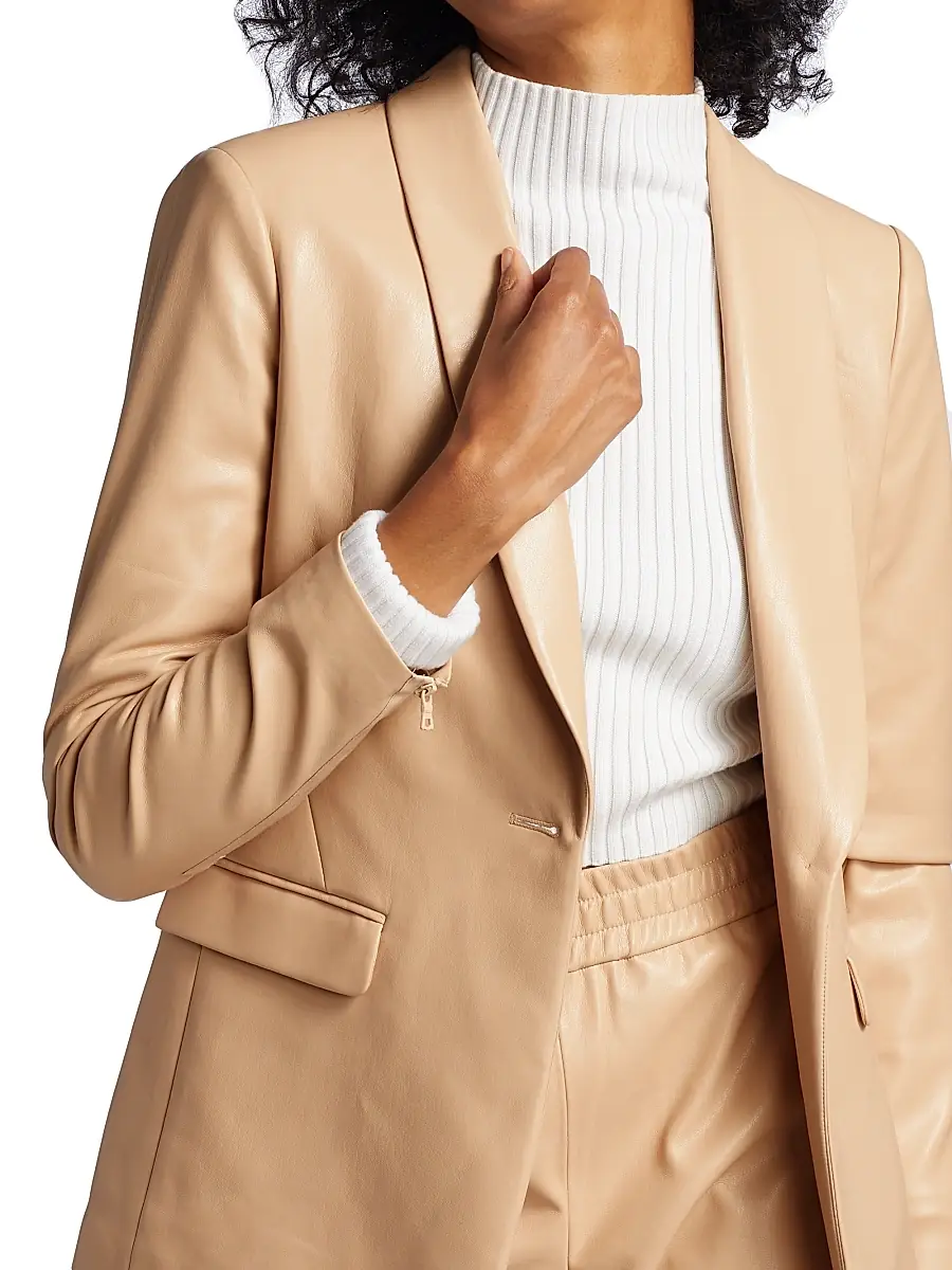 Alice + Olivia Women's Macey Faux Leather Blazer | Thumbnail 6 Alice + Olivia Women's Macey Faux Leather Blazer | Thumbnail 6