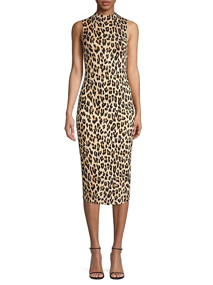 ALICE + OLIVIA Women's Delora Leopard Sleeveless Bodycon Dress - Textured Leopard | Thumbnail 3