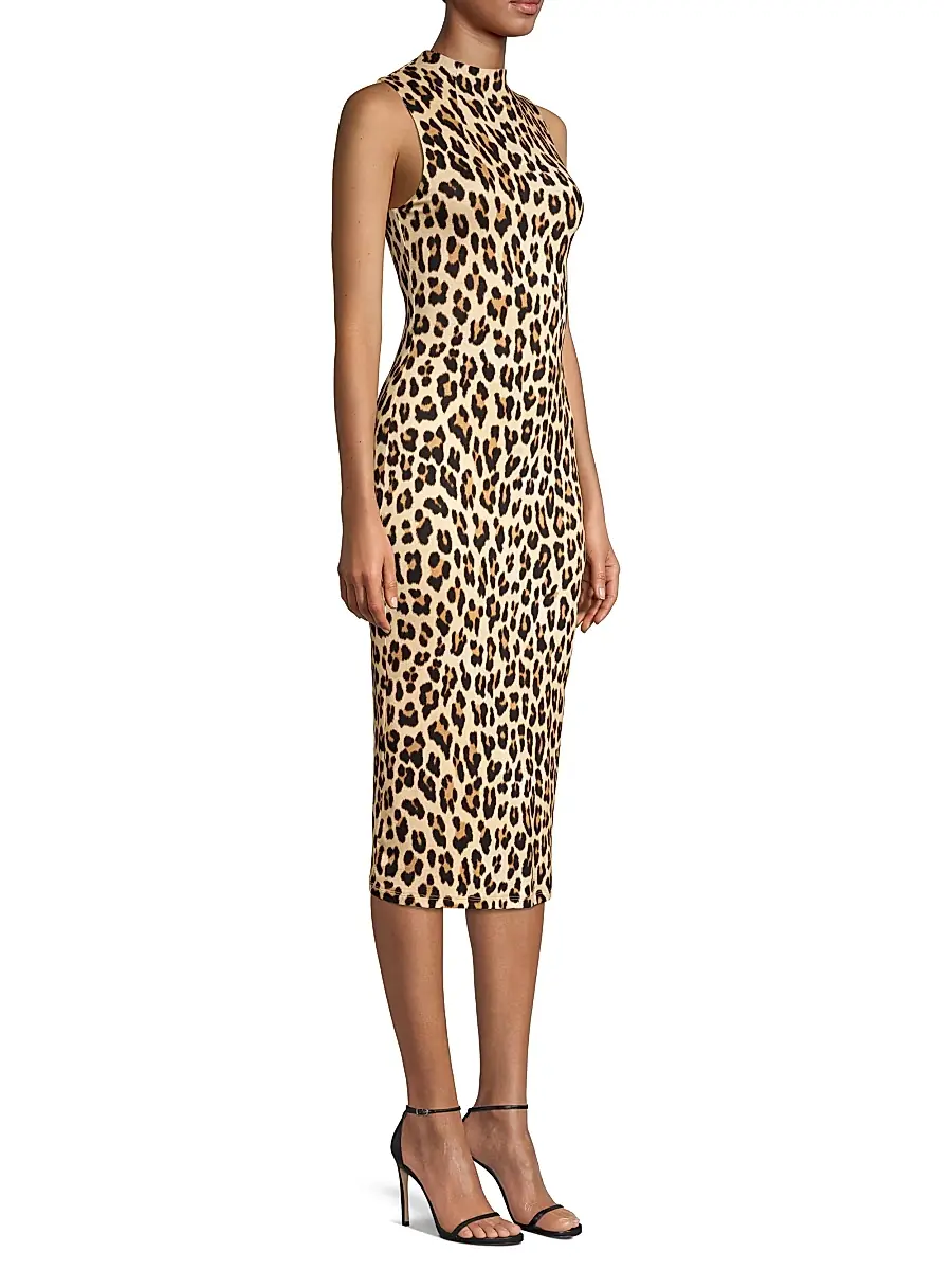 ALICE + OLIVIA Women's Delora Leopard Sleeveless Bodycon Dress - Textured Leopard | Thumbnail 4