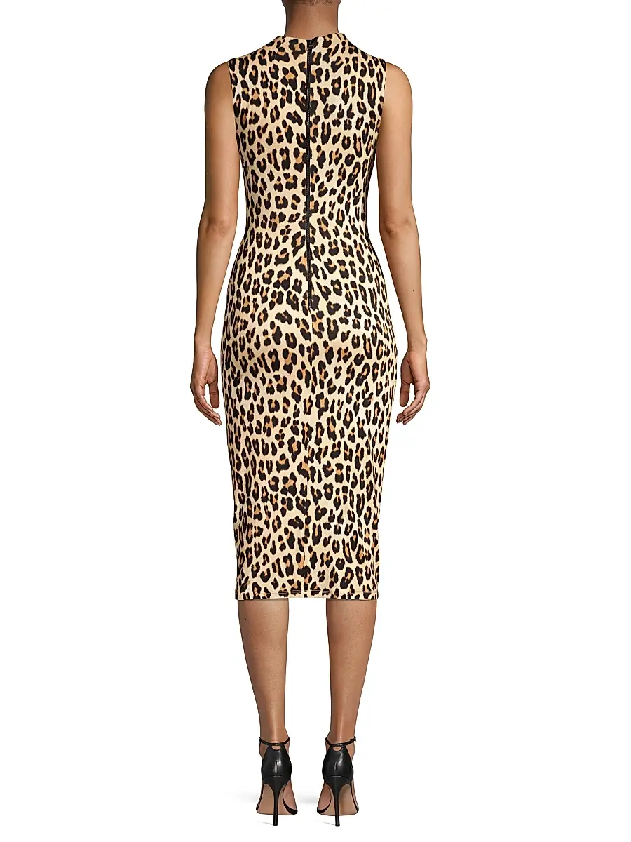 ALICE + OLIVIA Women's Delora Leopard Sleeveless Bodycon Dress - Textured Leopard | Thumbnail 5