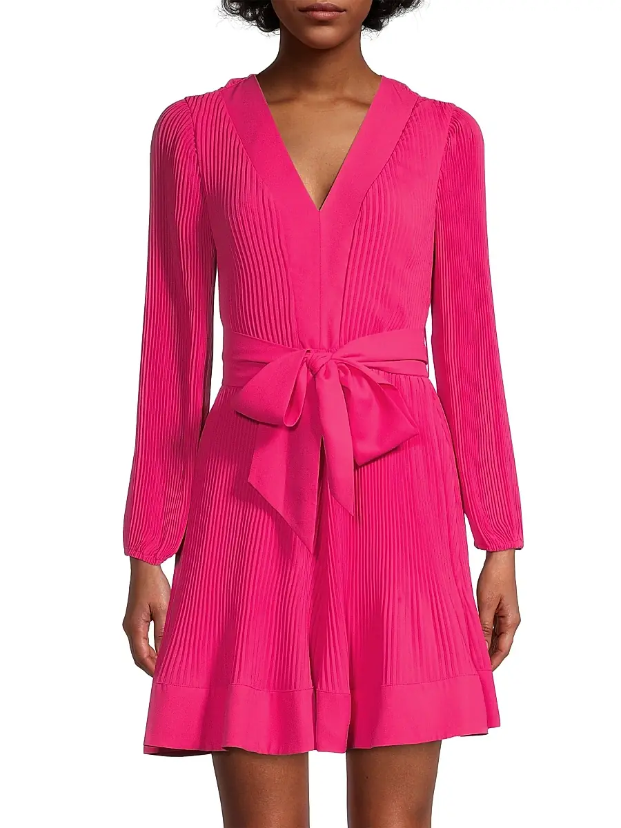 Milly Women's Liv Pleated Belted Minidress - Pink | Thumbnail 3 Milly Women's Liv Pleated Belted Minidress - Pink | Thumbnail 3