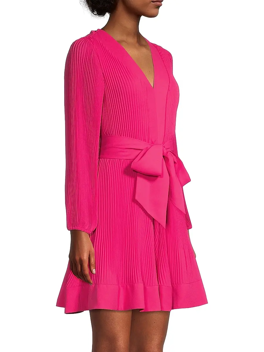 Milly Women's Liv Pleated Belted Minidress - Pink | Thumbnail 4 Milly Women's Liv Pleated Belted Minidress - Pink | Thumbnail 4