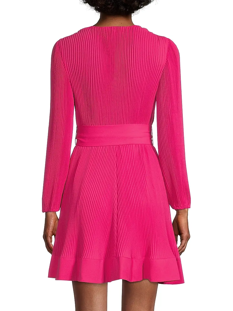 Milly Women's Liv Pleated Belted Minidress - Pink | Thumbnail 5 Milly Women's Liv Pleated Belted Minidress - Pink | Thumbnail 5