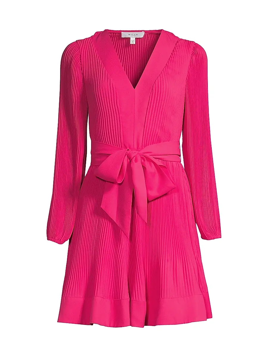 Milly Women's Liv Pleated Belted Minidress - Pink