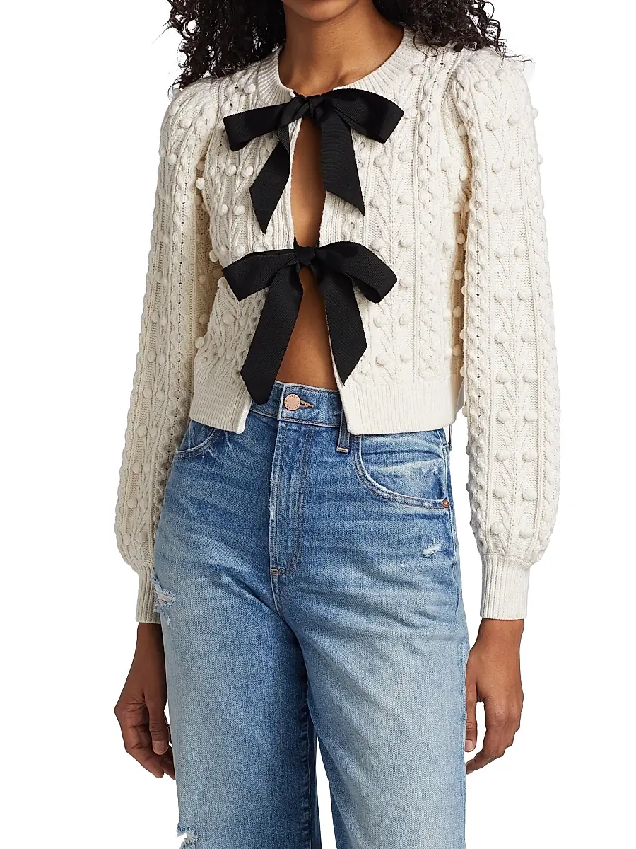 Alice + Olivia Women's Kitty Puff-Sleeve Cardigan | Thumbnail 3 Alice + Olivia Women's Kitty Puff-Sleeve Cardigan | Thumbnail 3