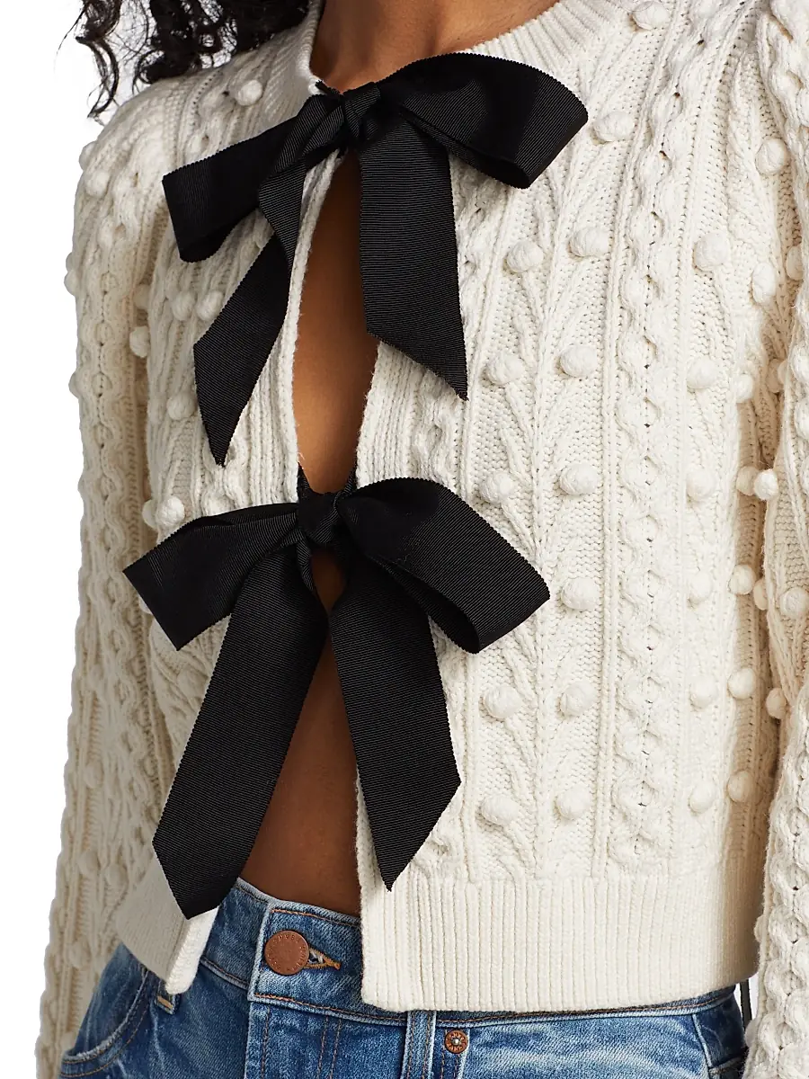 Alice + Olivia Women's Kitty Puff-Sleeve Cardigan | Thumbnail 6 Alice + Olivia Women's Kitty Puff-Sleeve Cardigan | Thumbnail 6