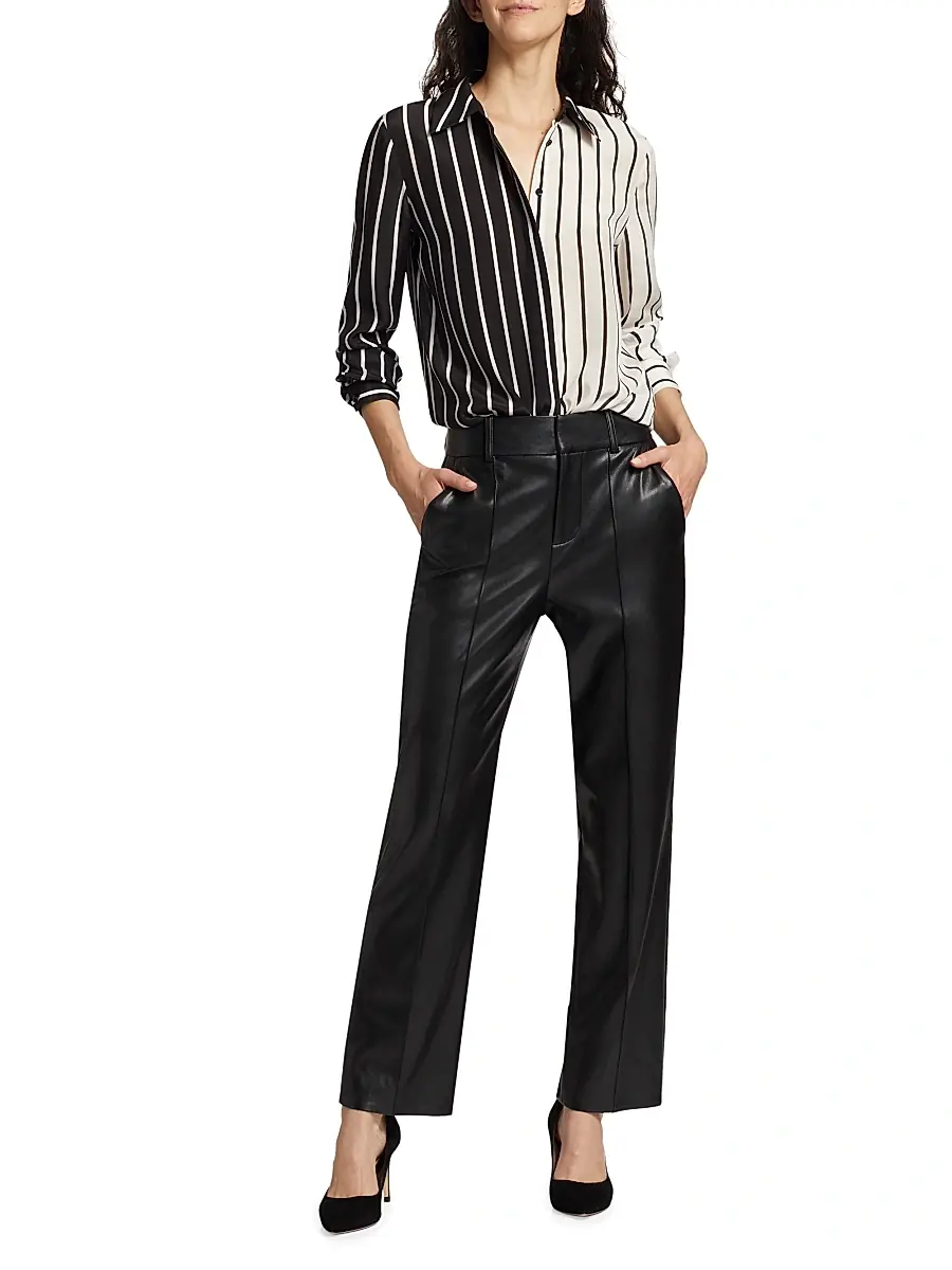 Alice + Olivia Women's Ming Pleated Faux Leather Pants | Thumbnail 2 Alice + Olivia Women's Ming Pleated Faux Leather Pants | Thumbnail 2